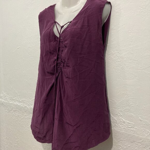 Tea and Honey Anthropologie Silk Blouse Top Sleeveless Burgundy Lightweight L - Picture 6 of 9